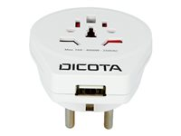 DICOTA World Adapter PRO & USB - Adaptateur secteur - CA 110/220 V - blanc D31282