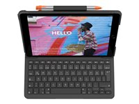 Logitech Slim Folio - Clavier et étui - Bluetooth - Français - graphite - pour Apple 10.2-inch iPad (7ème génération, 8ème génération, 9ème génération) 920-009475