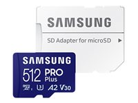 Samsung PRO Plus MB-MD512SA - Carte mémoire flash (adaptateur microSDXC vers SD inclus(e)) - 512 Go - A2 / Video Class V30 / UHS-I U3 - microSDXC UHS-I - bleu MB-MD512SA/EU