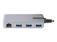 StarTech.com 3-Port USB Hub with Ethernet, 3x USB-A Ports, Gigabit Ethernet RJ45, USB 3.0 5Gbps, Bus-Powered, USB Hub w/ GbE and 1ft/30cm Long Cable, Portable Laptop USB Hub - USB Expansion Hub w/ Ethernet Adapter (5G3AGBB-USB-A-HUB) - Concentrateur (hub) - 3 x USB 3.2 Gen 1 + 1 x micro-USB + 1 x 10/100/1000 - de bureau 5G3AGBB-USB-A-HUB