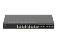 NETGEAR M4350-24X8F8V - Commutateur - C3 - Géré - 24 x 100/1000/2.5G/5G/10GBase-T (PoE++) + 8 x Ethernet 10 Go SFP+ + 8 x 25 Gigabits SFP28 - flux d'air de l'avant vers l'arrière - Montable sur rack - PoE++ (290 W) XSM4340V-100NES