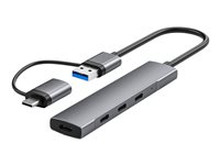 DLH - Concentrateur (hub) - USB-C (M) / USB-A (M) avec USB-C (F) - 4 x USB 3.2 Gen 1 - de bureau DY-TU4995