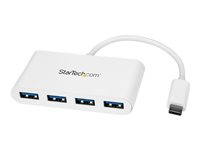 StarTech.com Hub USB-C - Hub USB 3.0 à 4 ports compact - USB-C vers 4x USB-A - Adaptateur USB C - Alimenté par bus - Blanc (HB30C4ABW) - Concentrateur (hub) - 4 x SuperSpeed USB 3.0 - de bureau HB30C4ABW