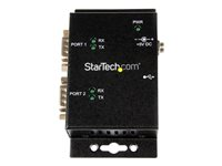 StarTech.com Hub adaptateur industriel USB vers série 2 ports à fixation murale avec clips de rail DIN - Adaptateur série - USB 2.0 - RS-232 x 2 - noir ICUSB2322I