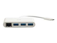 C2G USB C Hub with Ethernet - 3-Port USB Hub - Concentrateur (hub) - 3 x SuperSpeed USB 3.0 + 1 x USB-C + 1 x 1000Base-T - de bureau 29746